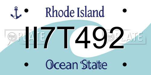 II7T492 Rhode Island License Plate
