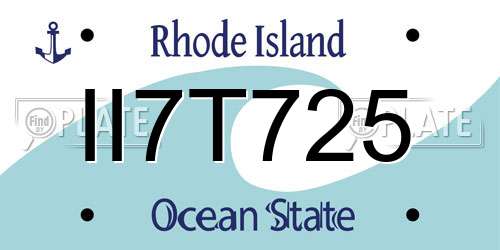 II7T725 Rhode Island License Plate