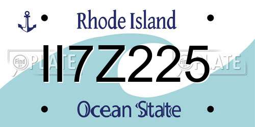 II7Z225 Rhode Island License Plate