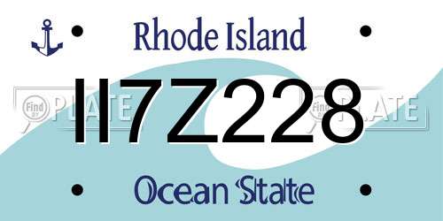 II7Z228 Rhode Island License Plate