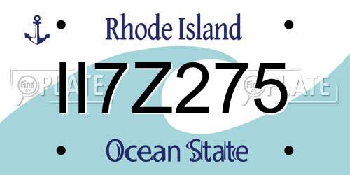 II7Z275 Rhode Island License Plate