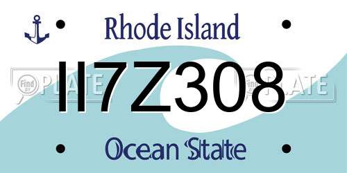 II7Z308 Rhode Island License Plate