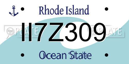 II7Z309 Rhode Island License Plate