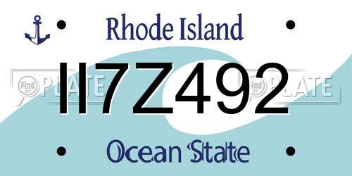 II7Z492 Rhode Island License Plate