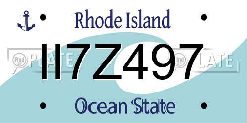 II7Z497 Rhode Island License Plate