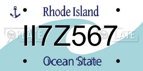 II7Z567 Rhode Island License Plate