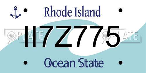 II7Z775 Rhode Island License Plate