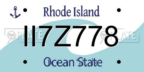 II7Z778 Rhode Island License Plate