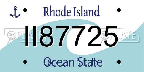 II87725 Rhode Island License Plate