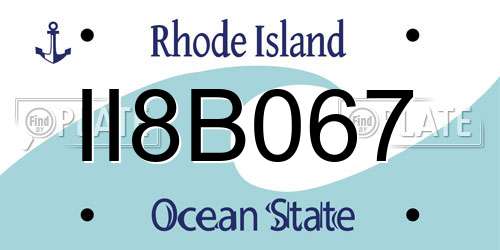II8B067 Rhode Island License Plate