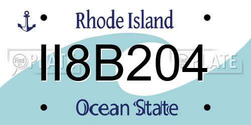 II8B204 Rhode Island License Plate