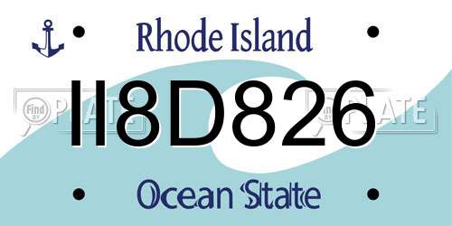 II8D826 Rhode Island License Plate