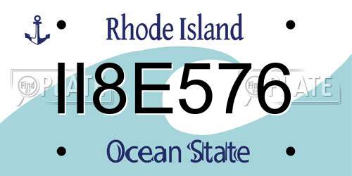 II8E576 Rhode Island License Plate