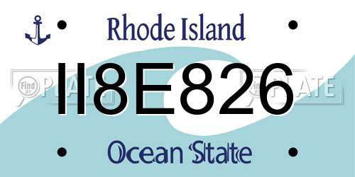 II8E826 Rhode Island License Plate