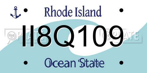 II8Q109 Rhode Island License Plate
