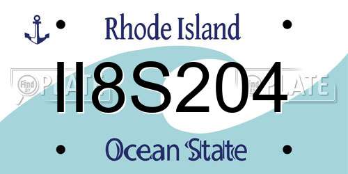 II8S204 Rhode Island License Plate