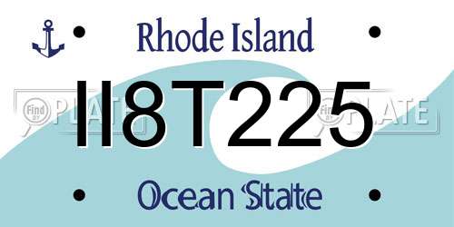 II8T225 Rhode Island License Plate