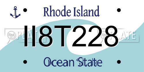 II8T228 Rhode Island License Plate