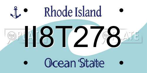 II8T278 Rhode Island License Plate