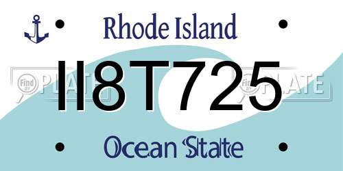 II8T725 Rhode Island License Plate