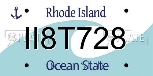 II8T728 Rhode Island License Plate