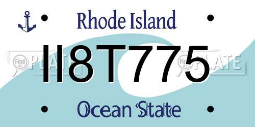 II8T775 Rhode Island License Plate