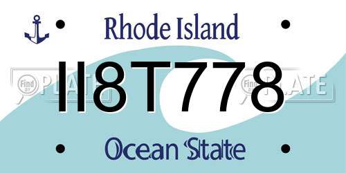 II8T778 Rhode Island License Plate