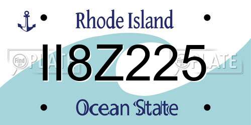 II8Z225 Rhode Island License Plate