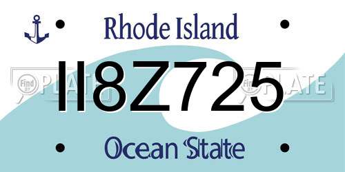II8Z725 Rhode Island License Plate