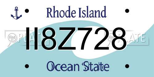II8Z728 Rhode Island License Plate