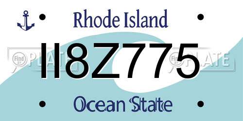 II8Z775 Rhode Island License Plate