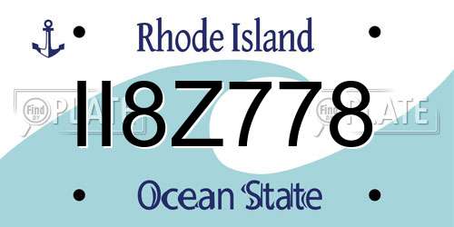 II8Z778 Rhode Island License Plate