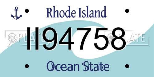 II94758 Rhode Island License Plate