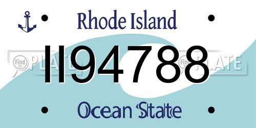 II94788 Rhode Island License Plate