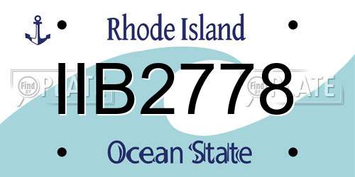 IIB2778 Rhode Island License Plate