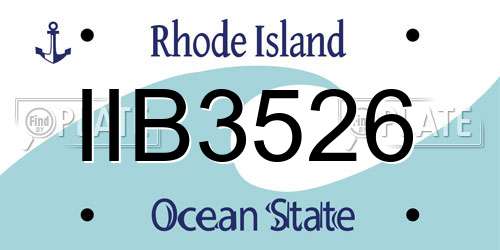 IIB3526 Rhode Island License Plate