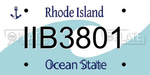 IIB3801 Rhode Island License Plate