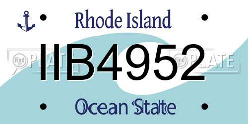 IIB4952 Rhode Island License Plate