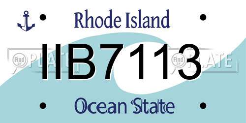 IIB7113 Rhode Island License Plate