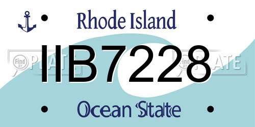 IIB7228 Rhode Island License Plate