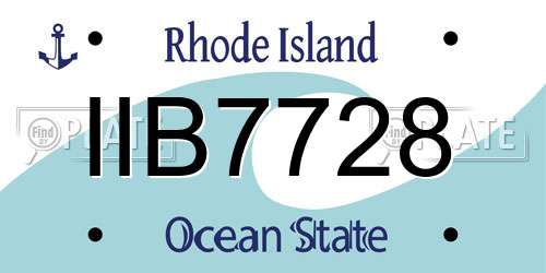 IIB7728 Rhode Island License Plate
