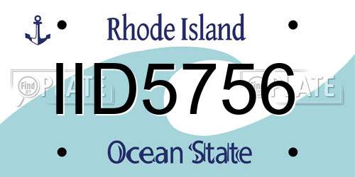 IID5756 Rhode Island License Plate