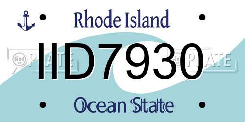 IID7930 Rhode Island License Plate