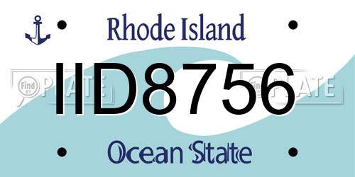 IID8756 Rhode Island License Plate