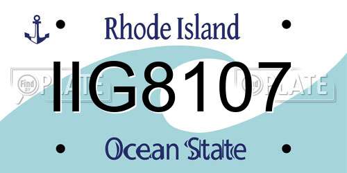 IIG8107 Rhode Island License Plate