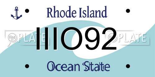 IIIO92 Rhode Island License Plate
