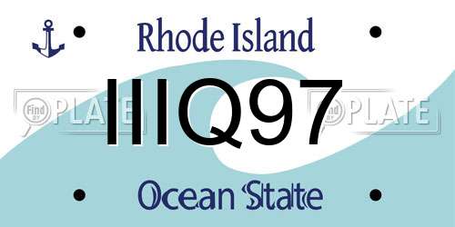 IIIQ97 Rhode Island License Plate