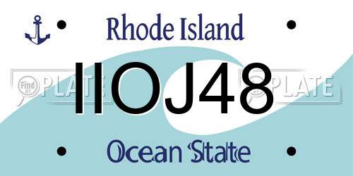 IIOJ48 Rhode Island License Plate