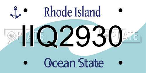 IIQ2930 Rhode Island License Plate