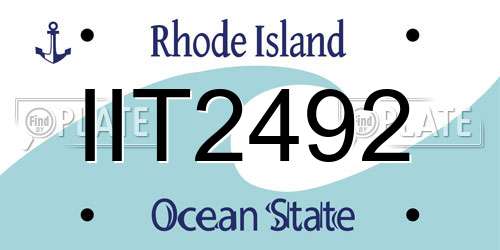 IIT2492 Rhode Island License Plate